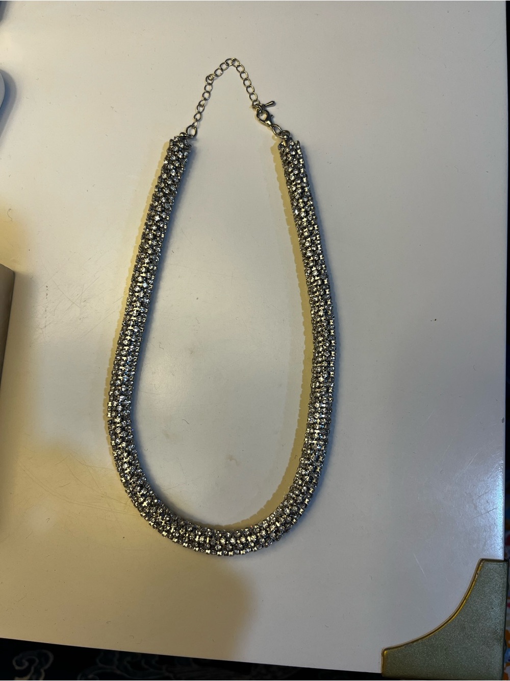 Silver Rhinestone Collar Necklace